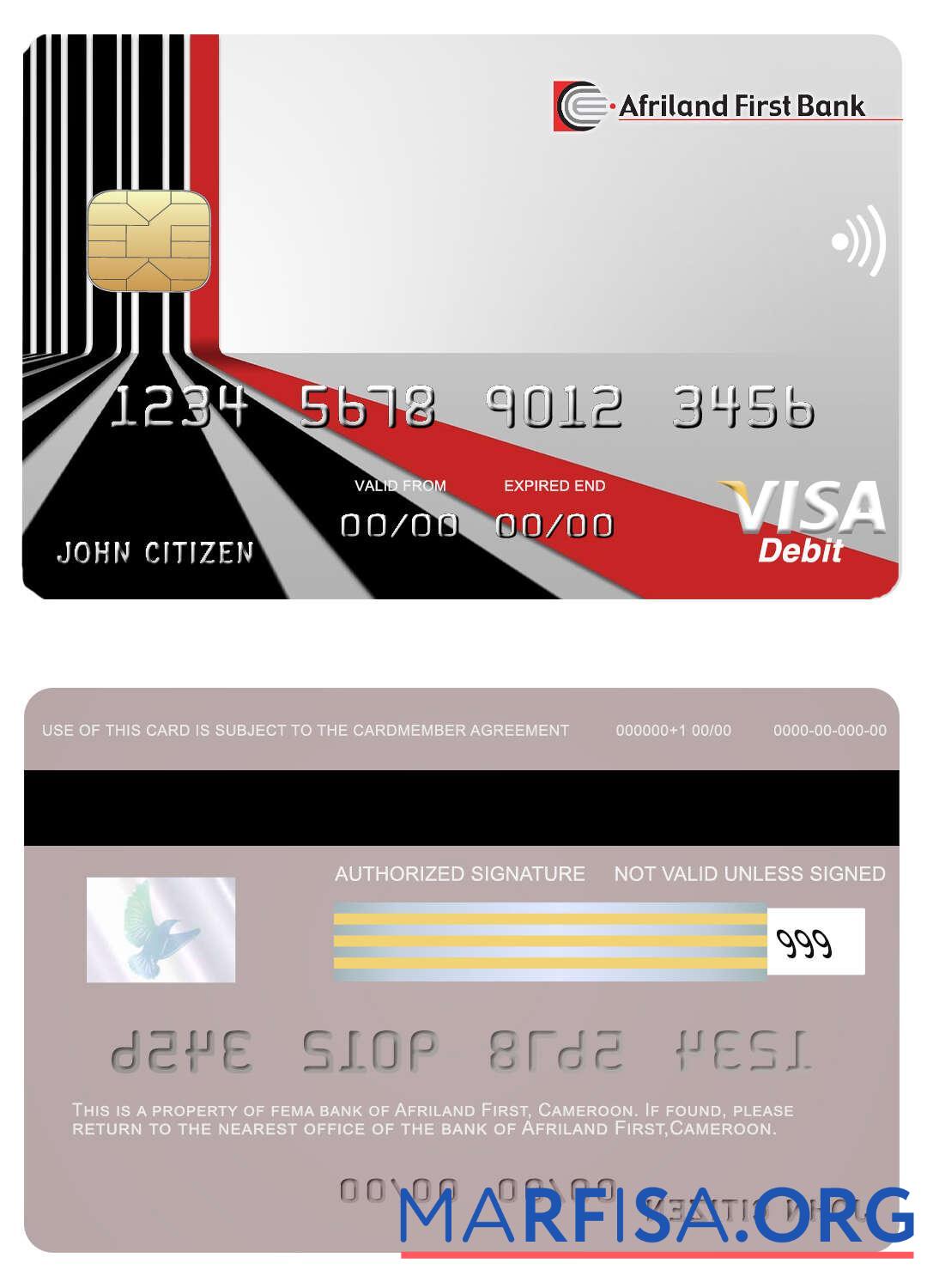 Blank Cameroon Afriland First bank visa card real example